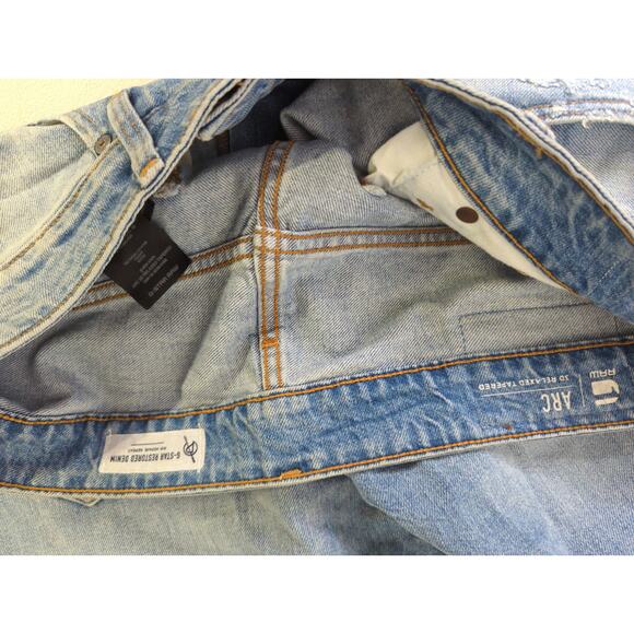 G Star Arc raw 3d relaxed tapered sz31x32 mens jean distressed light wash - Picture 4 of 5